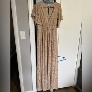 Show me your Mumu champagne lace dress